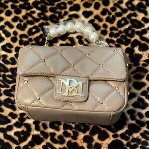Badgley Mischka Tan Mini Quilted Bag